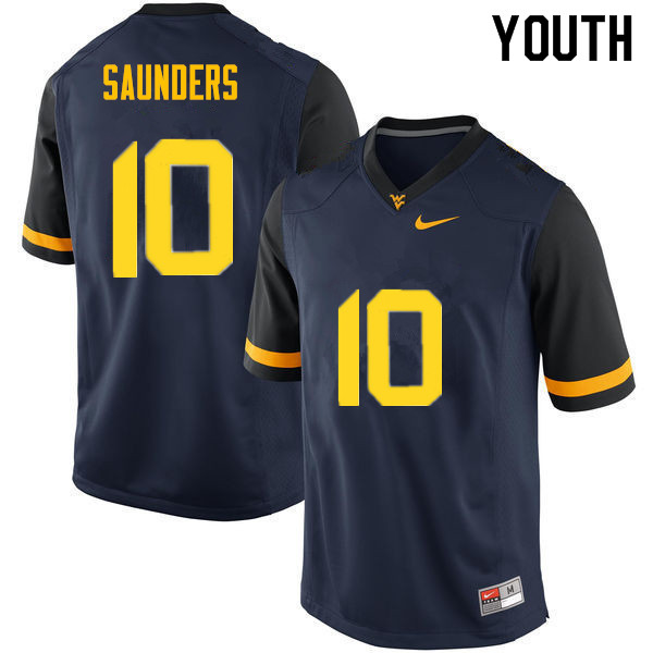 NCAA Youth Cody Saunders West Virginia Mountaineers Navy #10 Nike Stitched Football College Authentic Jersey SA23U51KT
